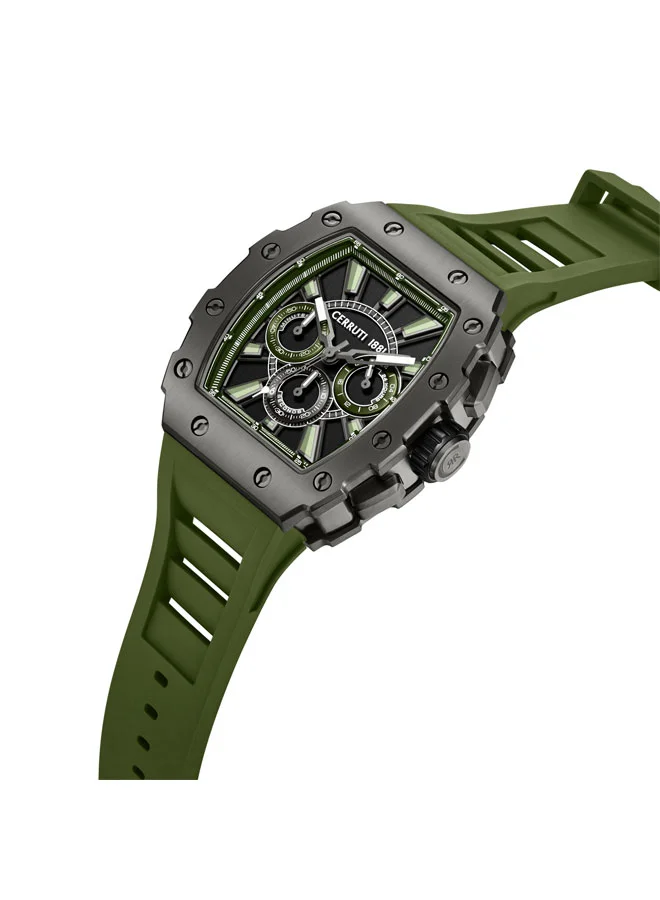 CERRUTI 1881 Gubbio Green Dial Silicone Strap Chronograph Watch for Men, 43.5mm